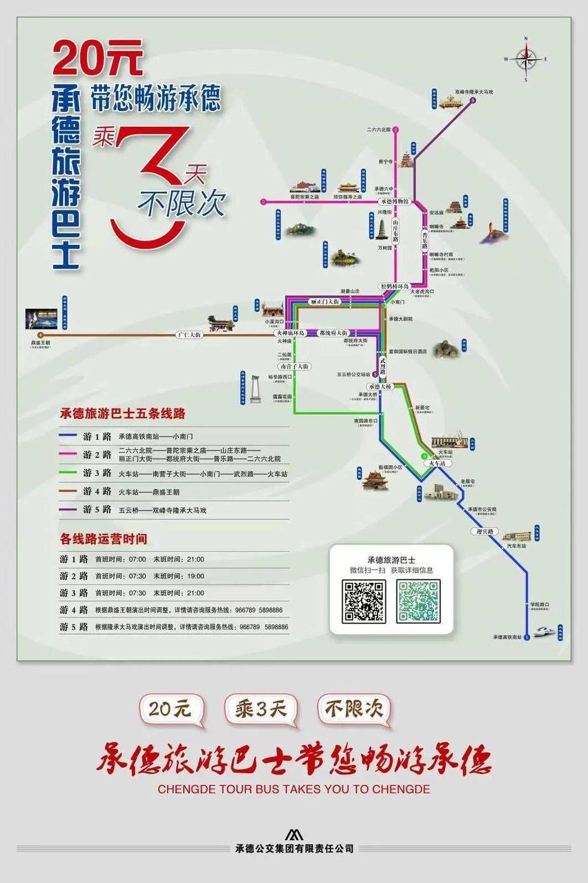 承德旅游地图局部，都统府大街与东大街位置关系