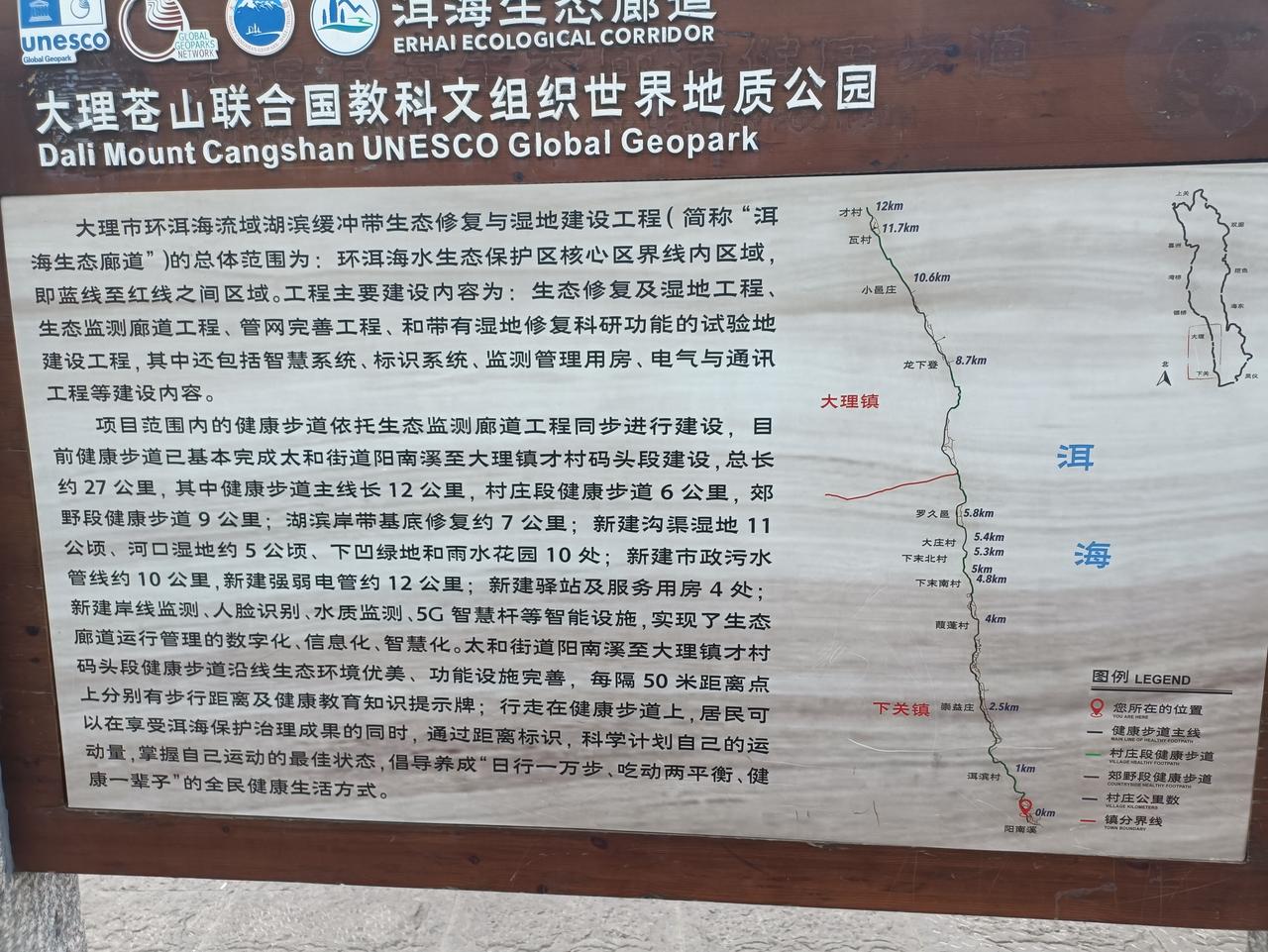 洱海生态廊道入口简介牌