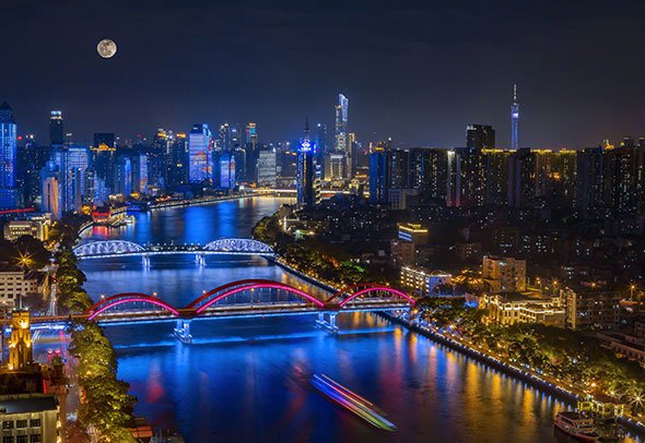 广州塔全景与珠江新城天际线