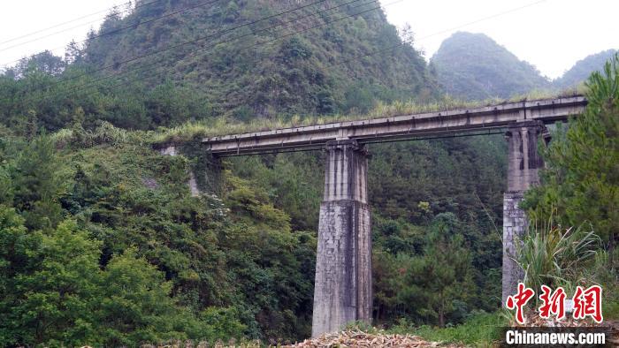 老黔桂线侧岭附近的"回龙道"，线路沿山腰爬升后拐出U形弯