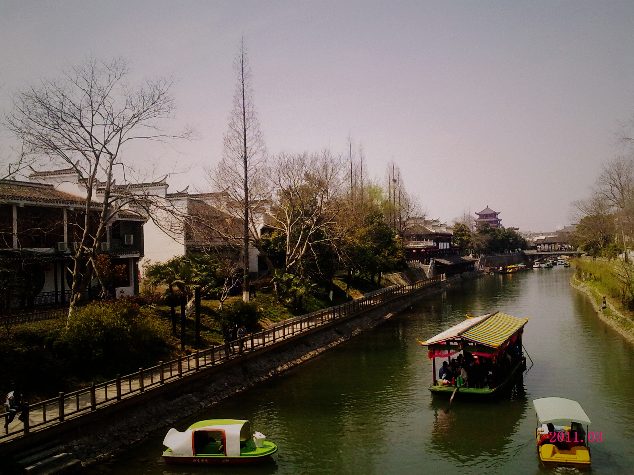三河古镇街面与水乡界面全景