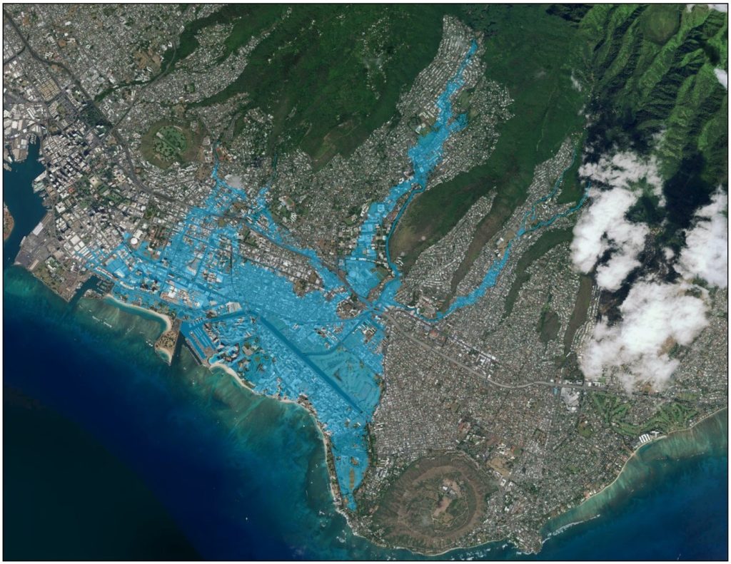Ala Wai 1 percent annual exceedance probability floodplain map