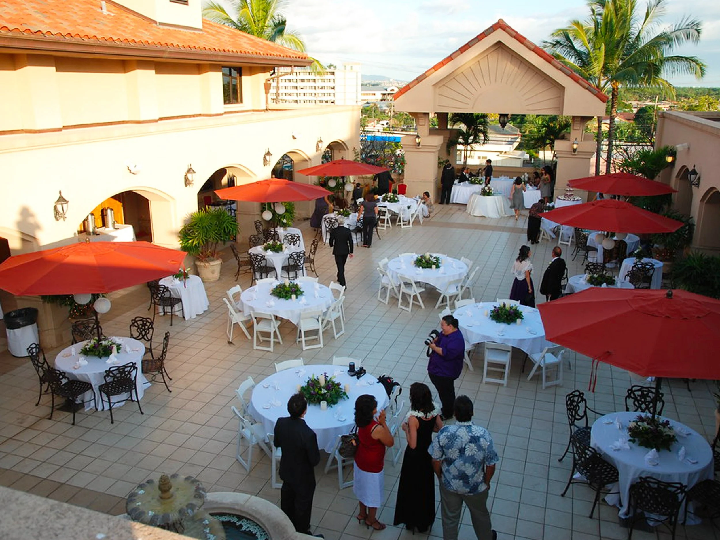Outdoor courtyard event at the Filipino Community Center