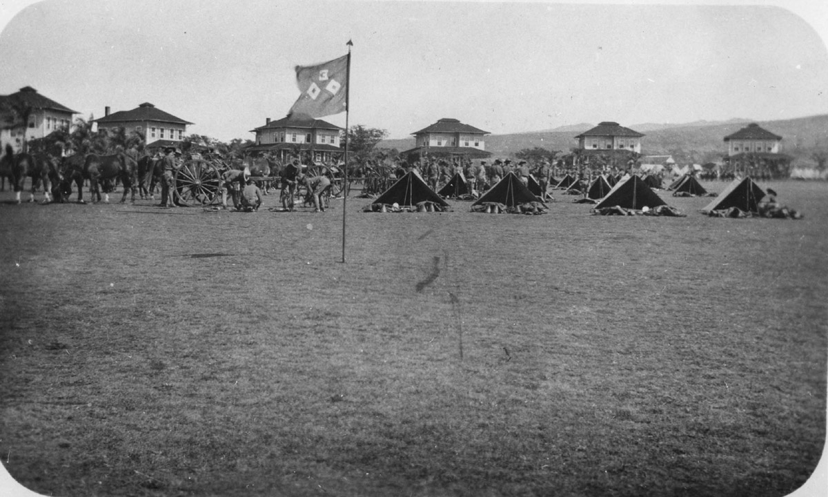 Historic Palm Circle with palms and parade ground