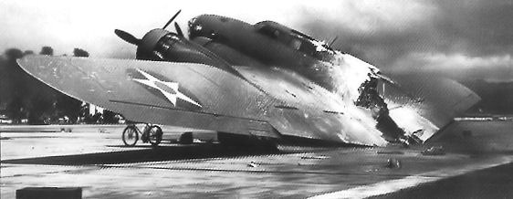 Burned B-17 at Hickam Field on December 7, 1941