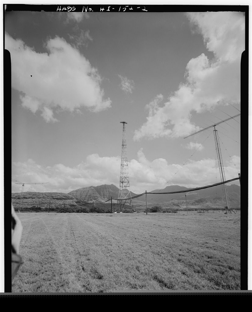 Antenna Tower S-109, steel lattice structure with guy wires