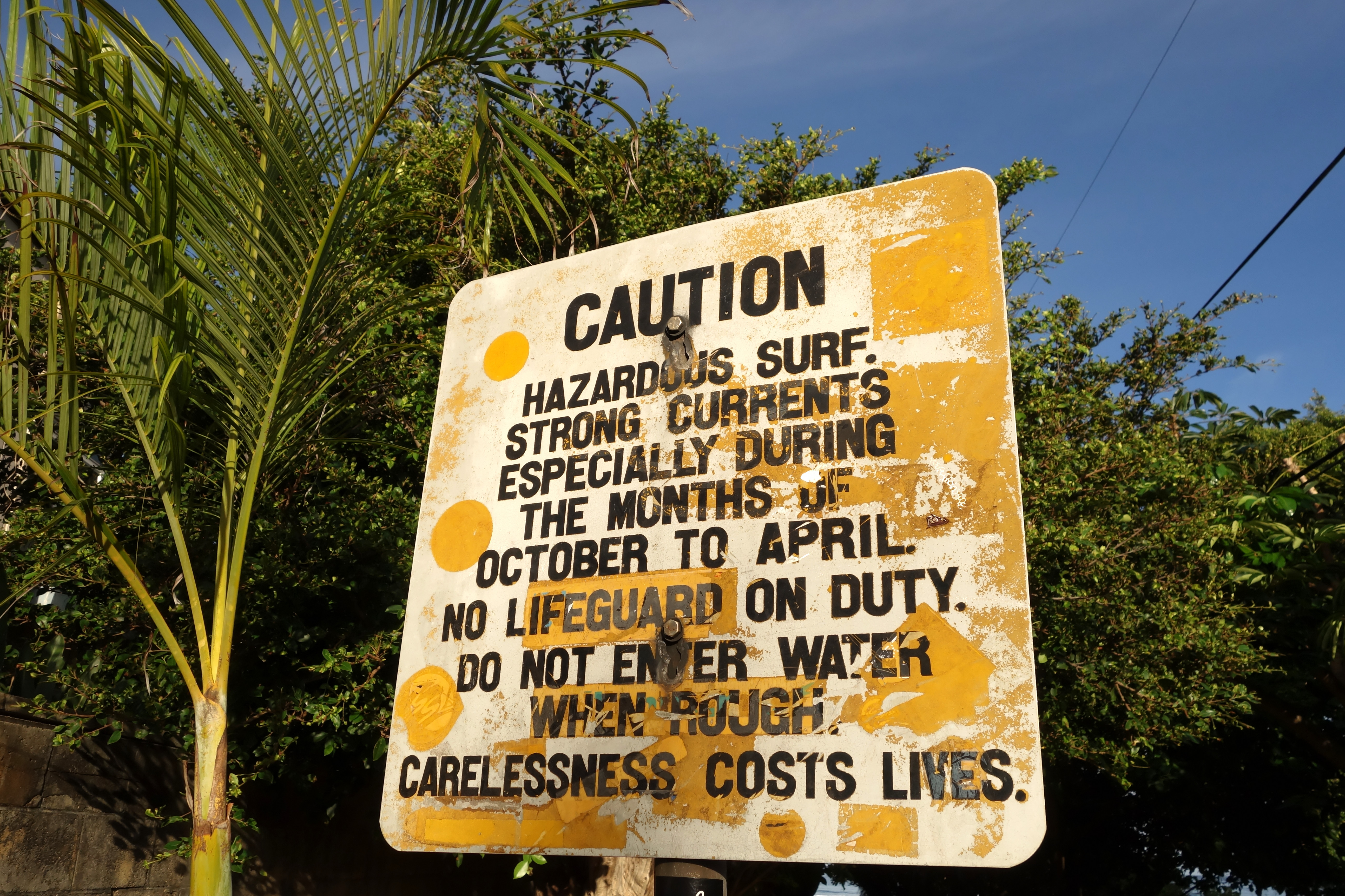 North Shore Walk - Caution Sign - Hazardous Surf