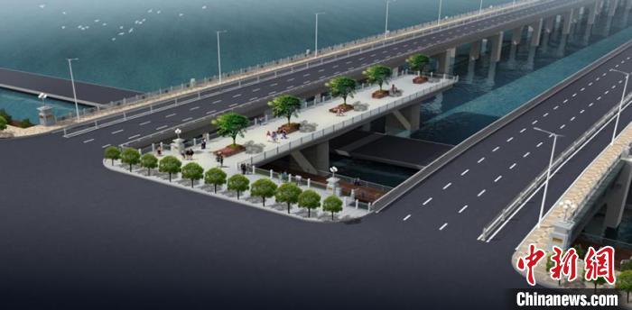 吉林大桥新桥（2014年建成）与保留段的规模对比