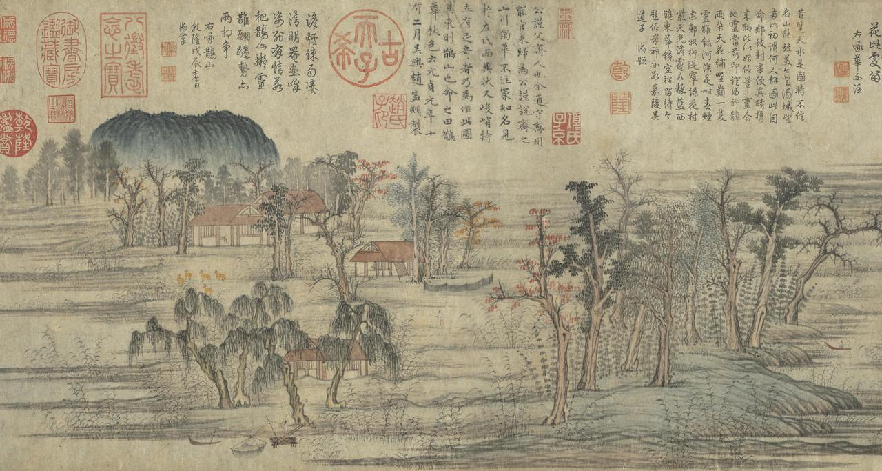 赵孟頫《鹊华秋色图》，绘华山与鹊山之间水乡景致