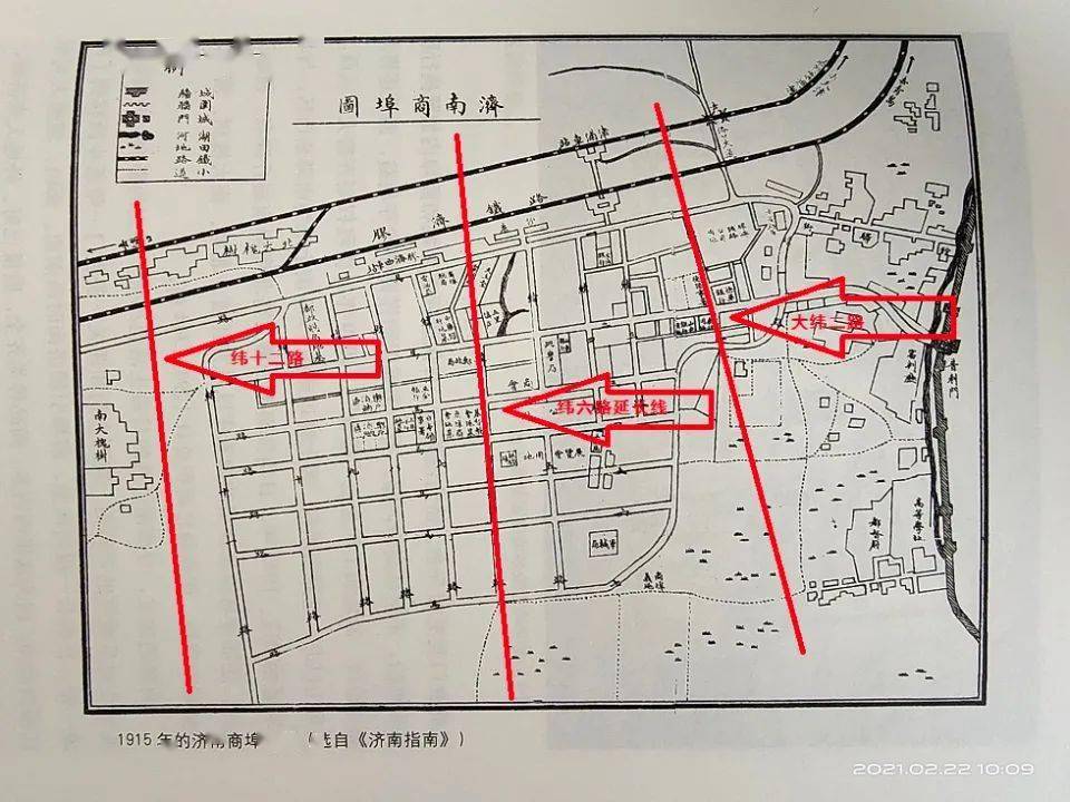 济南商埠区经纬路历史地图，约1915年绘制的棋盘格网