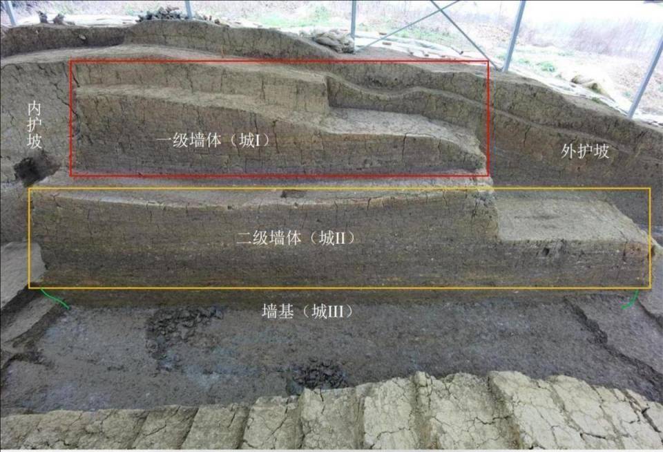 纪南城城垣残段，夯土城墙露出地面形成土垄