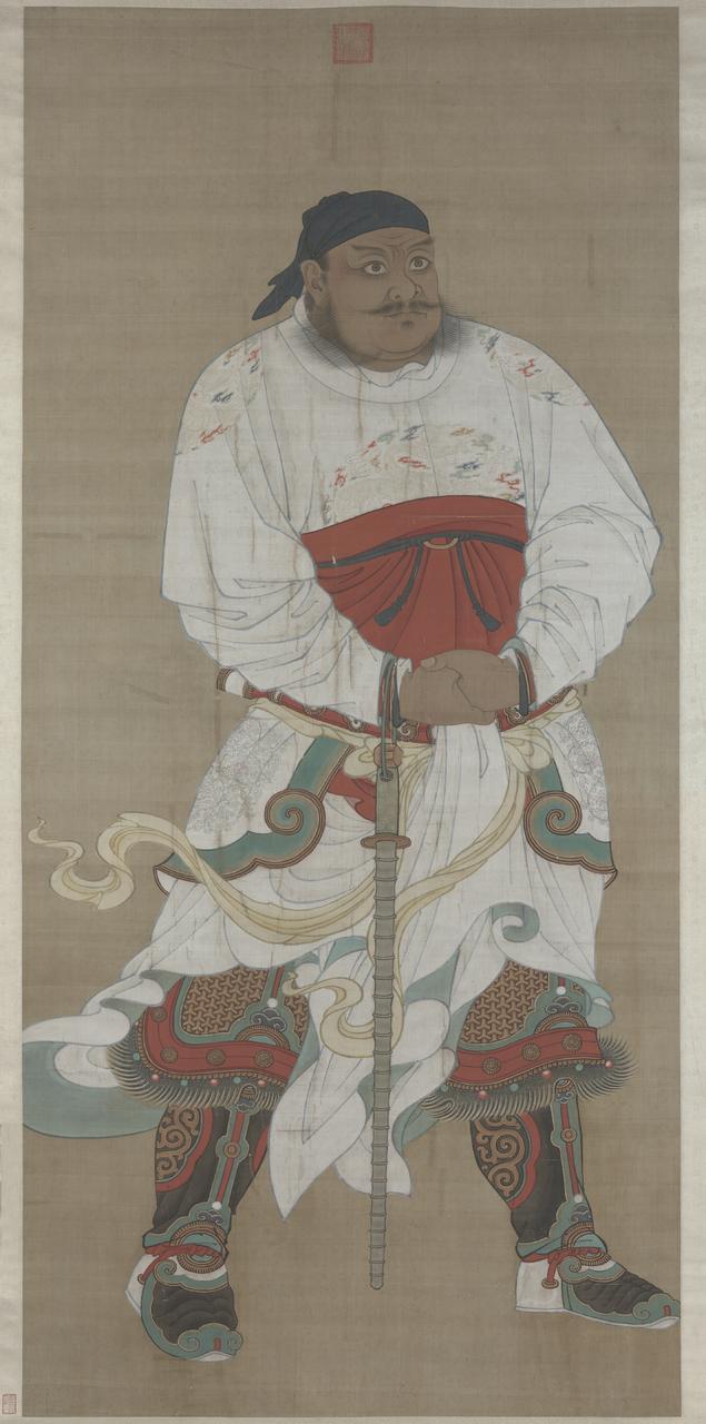 明人画张飞像轴