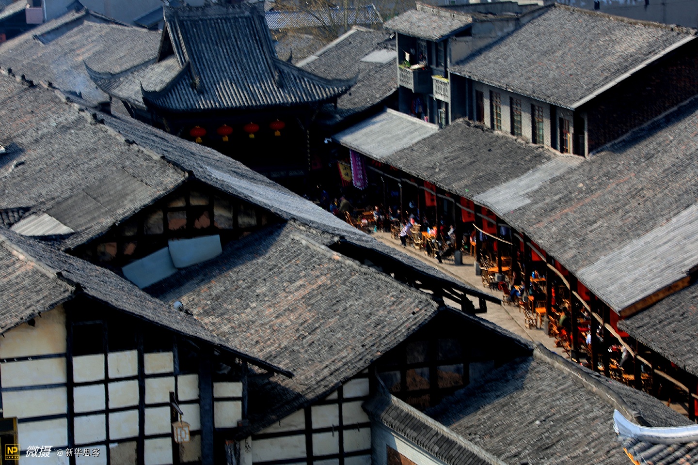 罗城古镇船形街全景