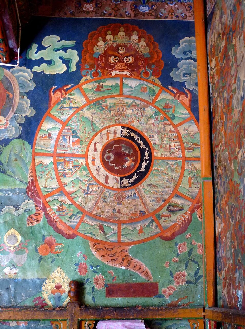 色拉寺全景，建筑群覆盖色拉乌孜山南麓