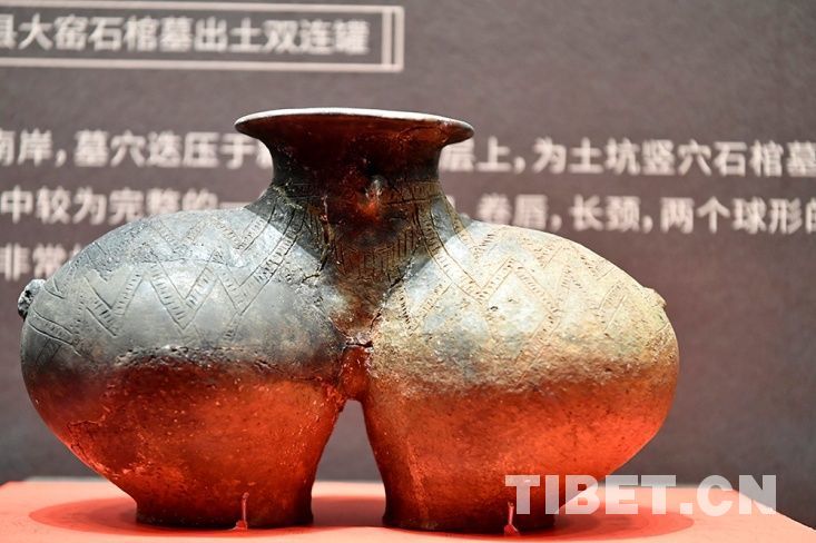 双体陶罐，新石器时代晚期，昌都卡若遗址出土