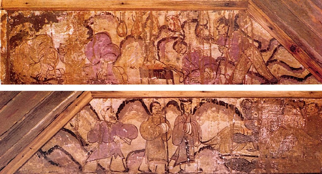 洛阳古墓博物馆藏西汉"鸿门宴"壁画，1957年发现于洛阳老城西北61号墓