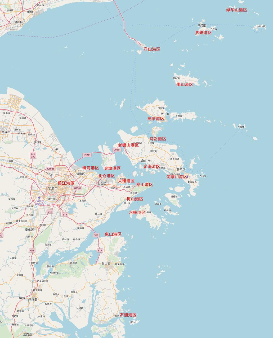 宁波舟山港港区分布图