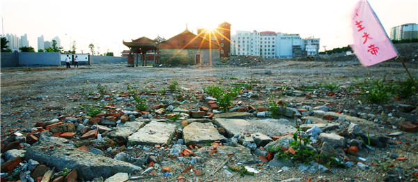 法石古船出土地点现况，古船仍埋于地下