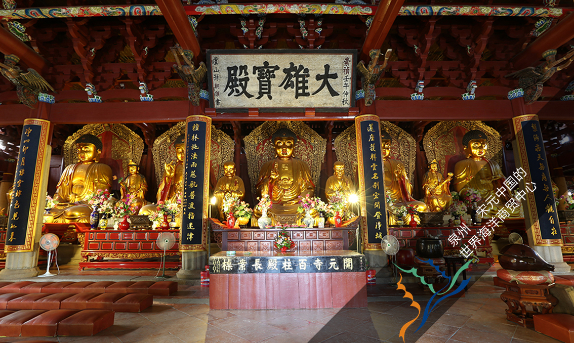 开元寺全景：东西双塔与寺院中轴线