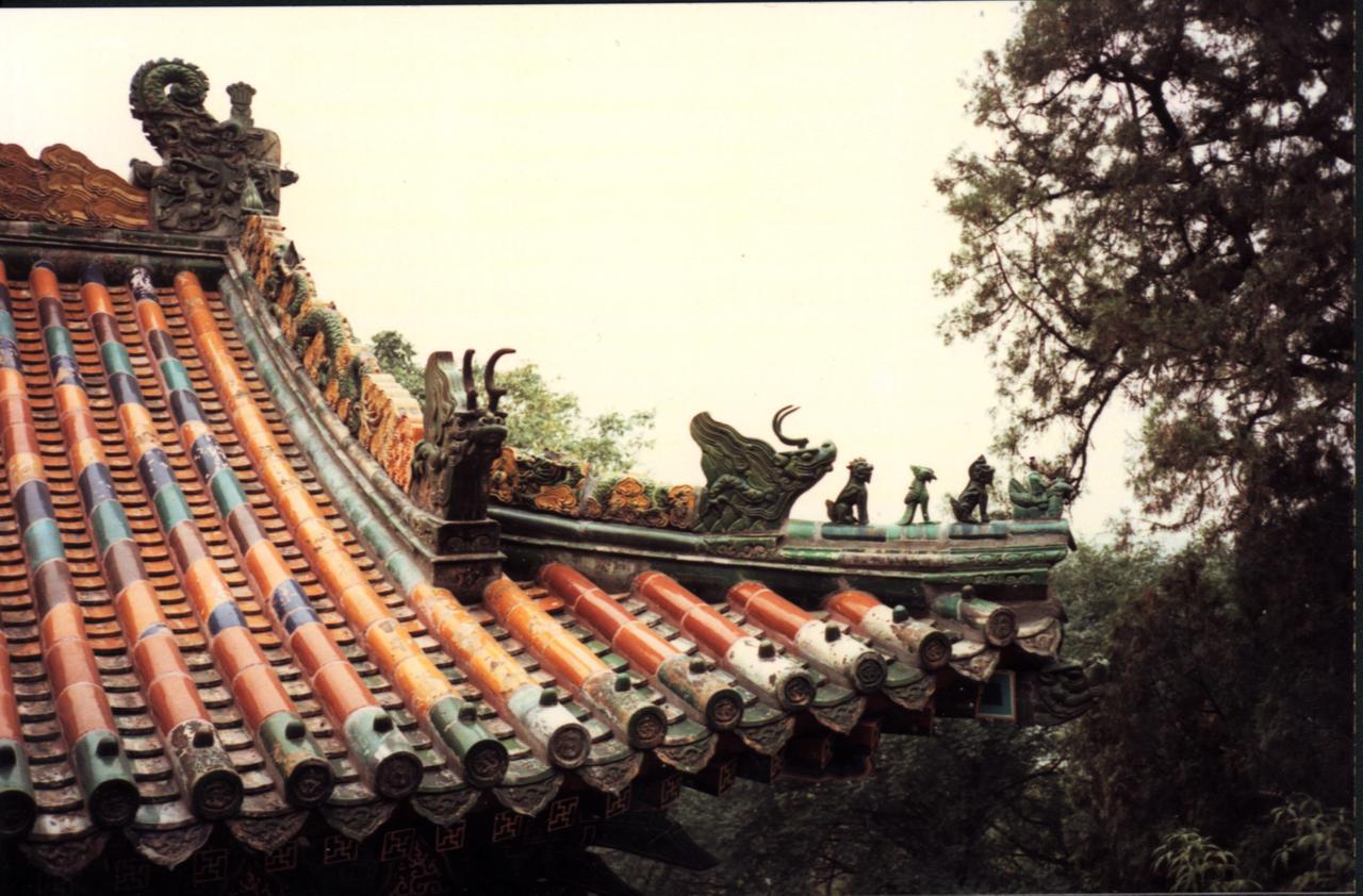 夏鲁寺主殿的绿色琉璃瓦歇山顶与檐下斗拱