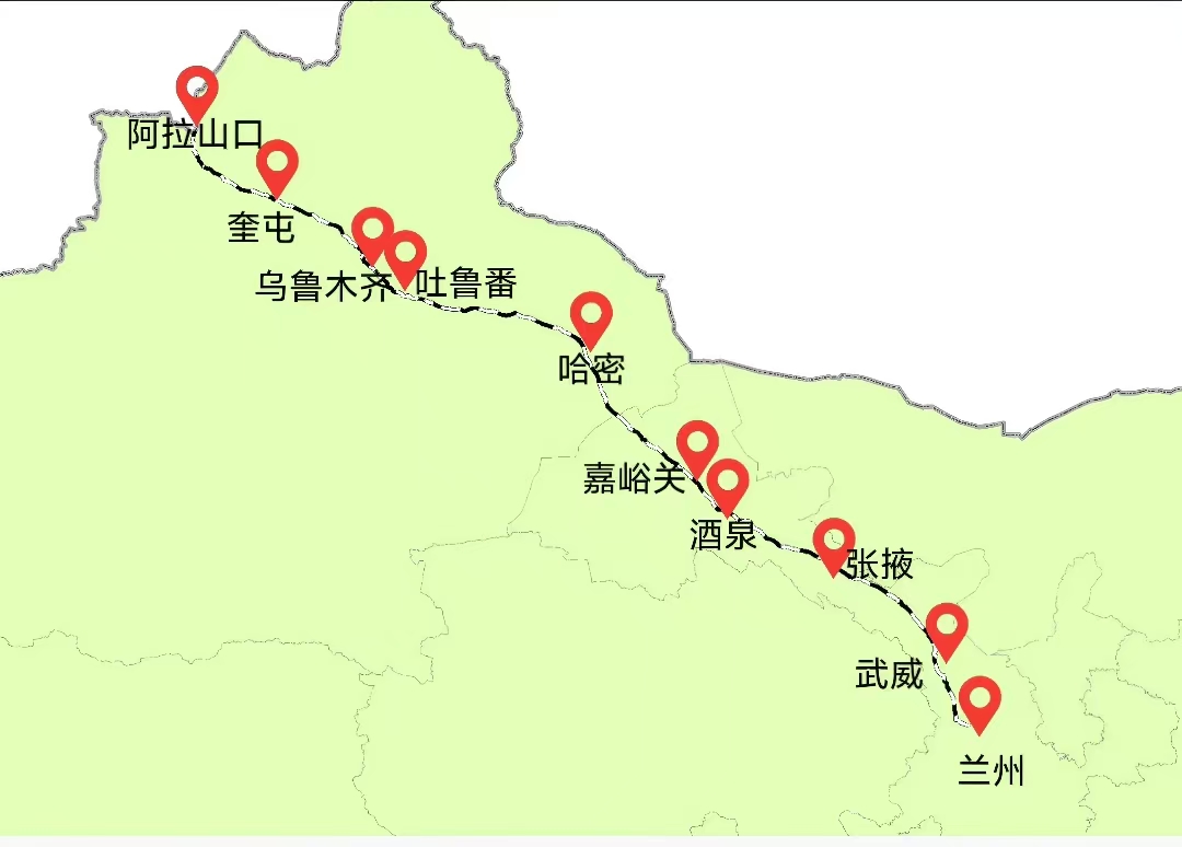 兰新铁路线路示意图