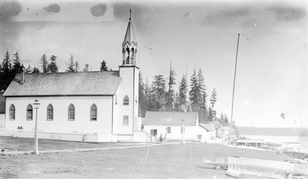 North Vancouver Indian Reserve 的 1889-1890 年历史影像，显示北岸 Squamish Mission Reserve 社区
