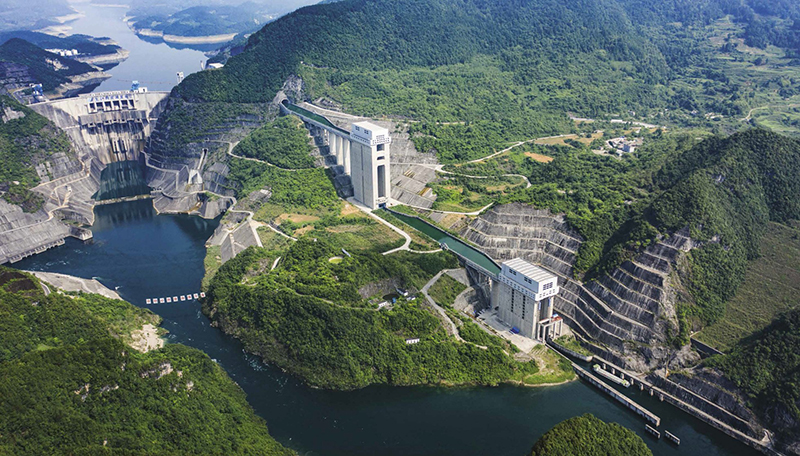 构皮滩水电站双曲拱坝全景
